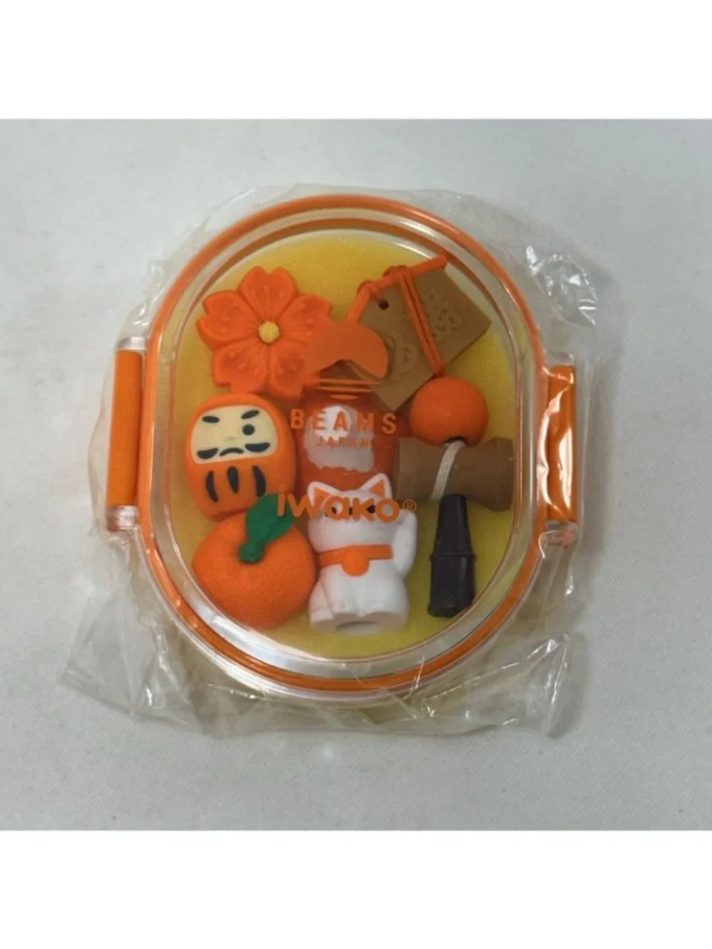 Iwako Beams Japanese Fancy Eraser Set Lucky Charm Neko Cat Bento Lunchbox Rubber